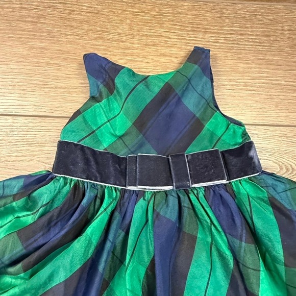 Janie and Jack Kids Girls Dress Tulle Blue Green Plaid Silk Size 12-18 M Holiday - Picture 3 of 9
